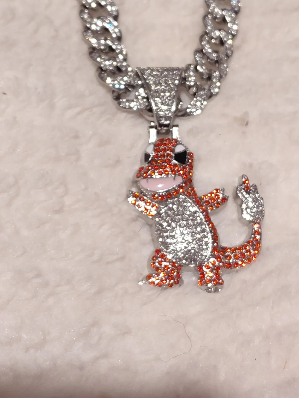 Sparkling Orange Charm Reptile Pendant Necklace Dragonball